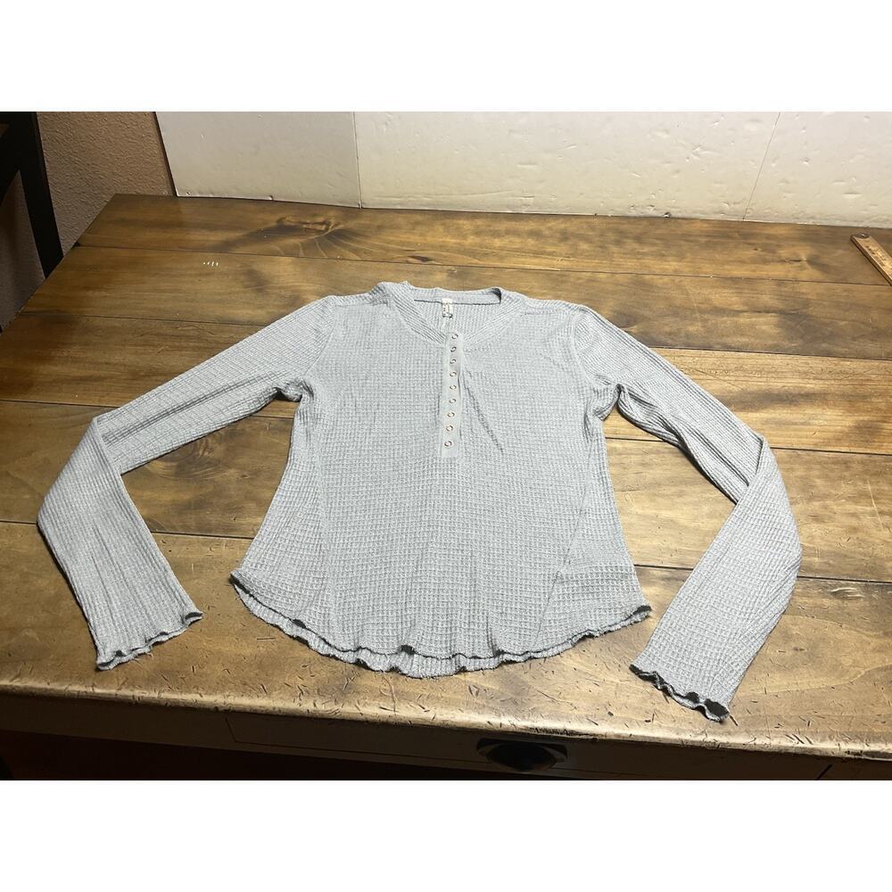 Intimately Free People Womens Y2K Waffle Knit Thermal Henley Top Size M Preppy